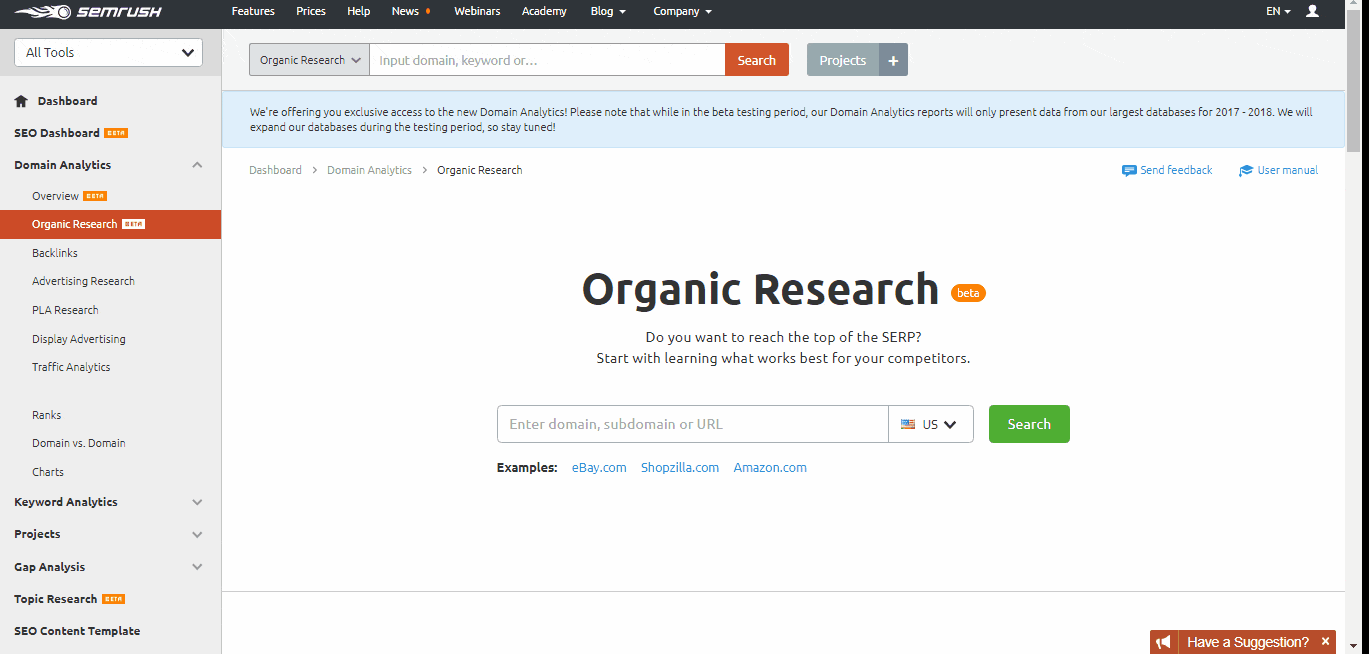 How to use semrush organic research tool