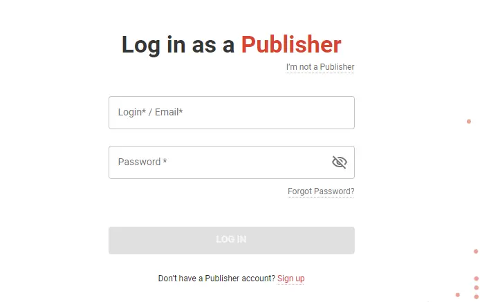 Adsterra publisher log in