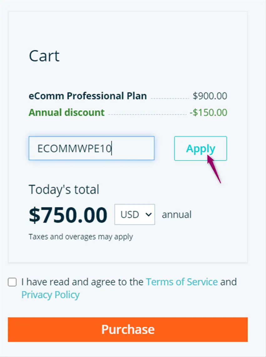 Apply ecommerce coupon
