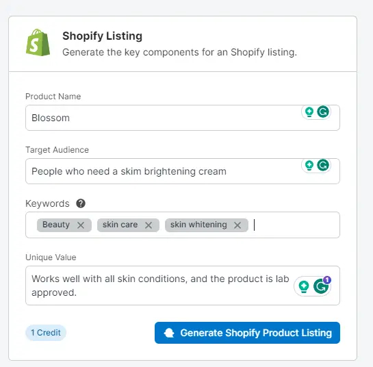 Completed shopify generator