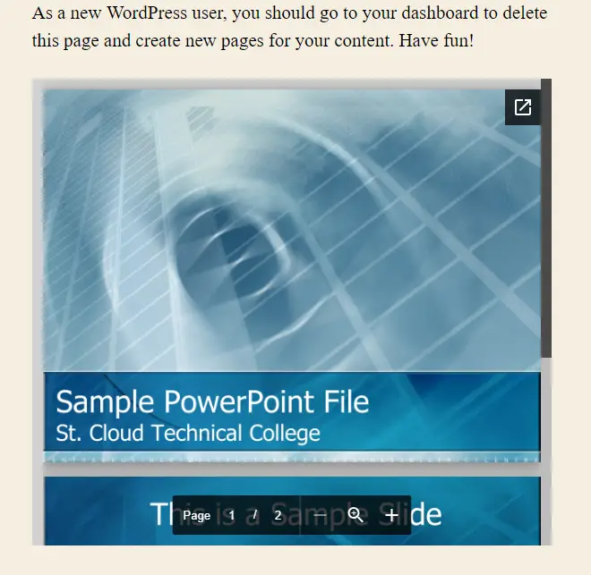 Powerpoint preview - embed powerpoint in wordpress