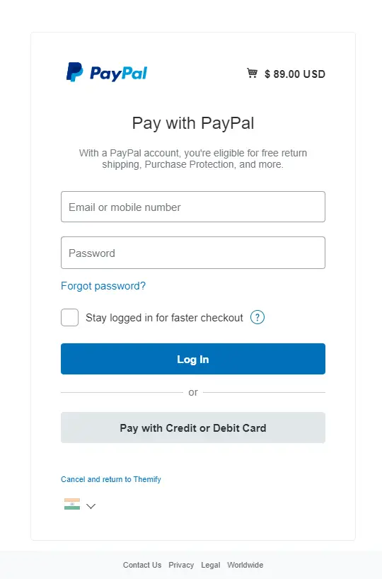 Themify complete payment with paypal