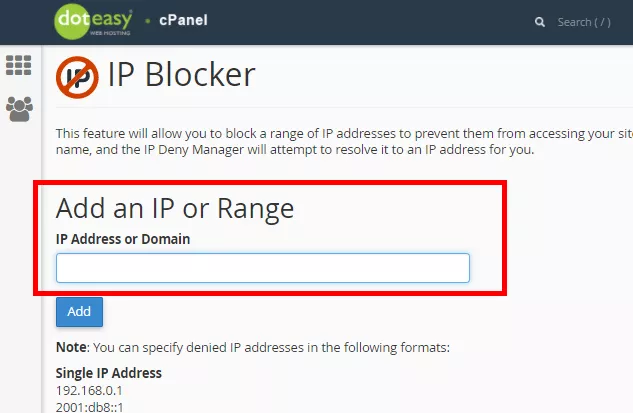 Ip blocker - cpanel