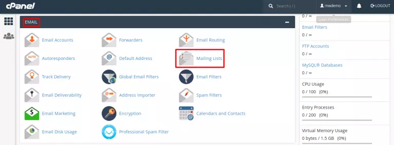 Mailing in cpanel