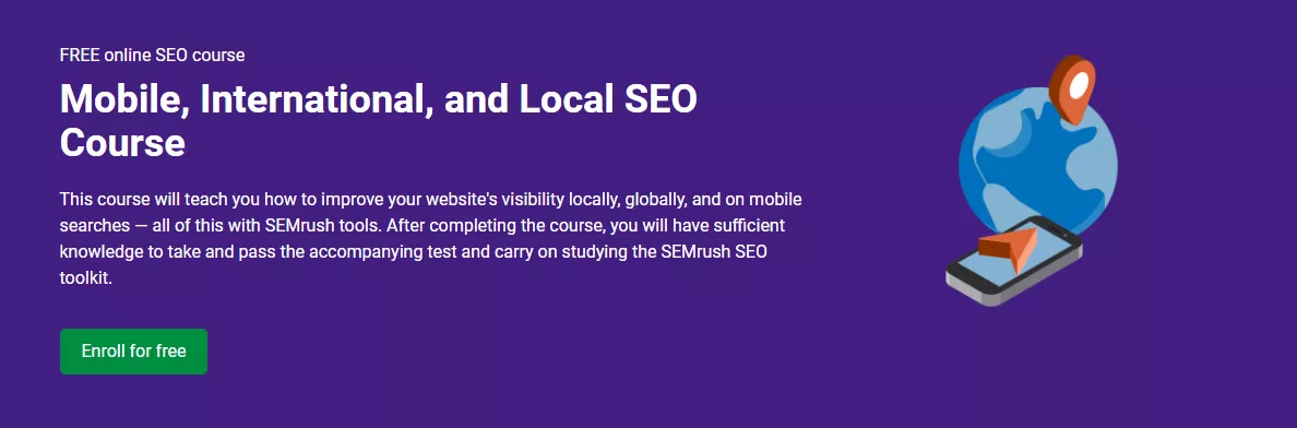 Semrush mobile internation and local seo course for free - semrush free seo course